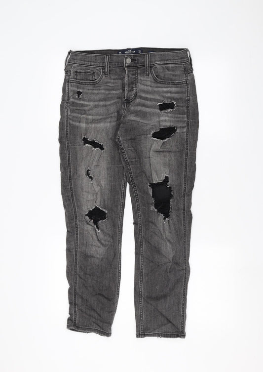 Hollister Mens Grey   Skinny Jeans Size 27 in L24 in - ripped details