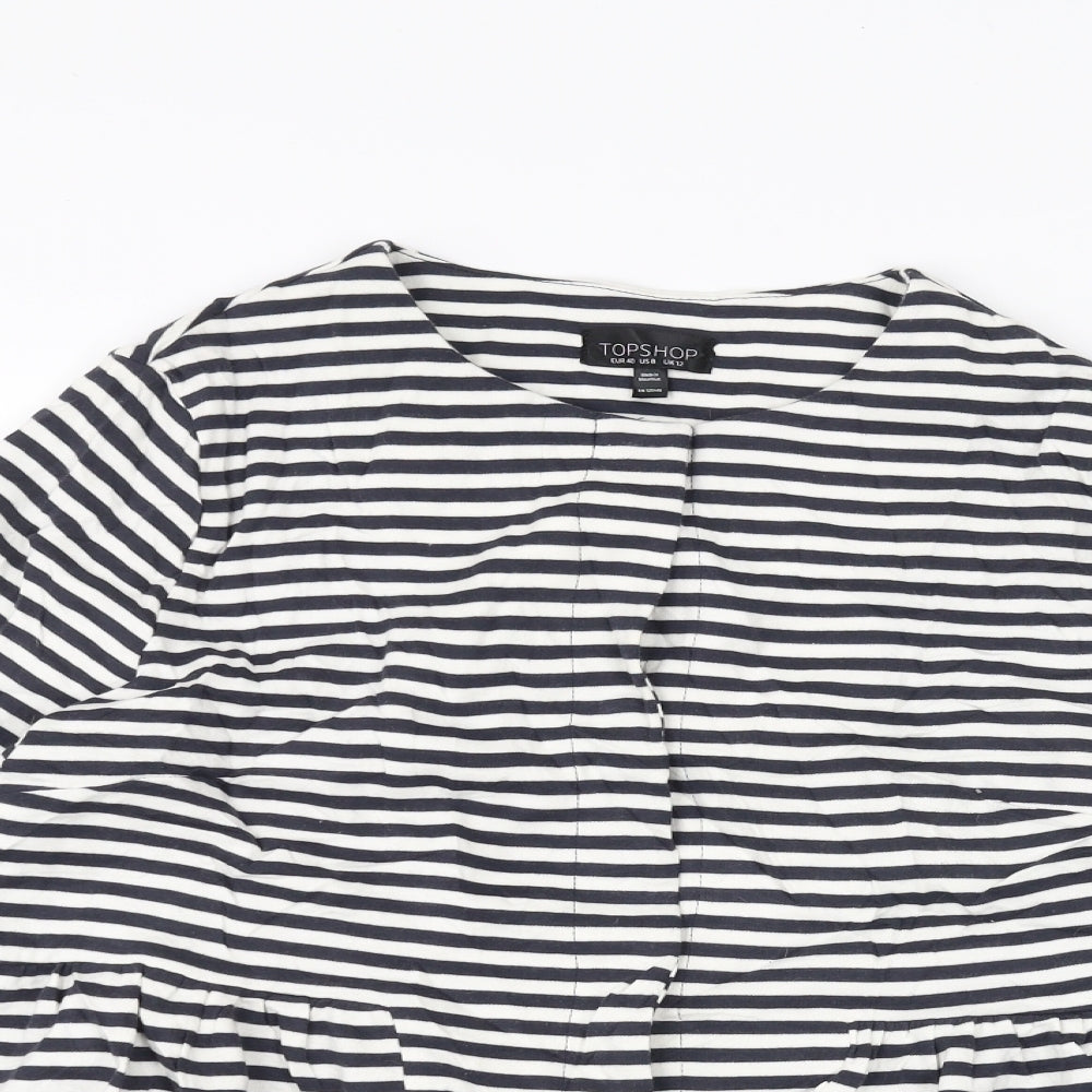 Topshop Womens White Striped  Pullover Jumper Size 12