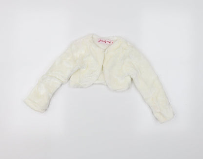 Additional front view of butterfly wings girls’ white jacket, size 4, years