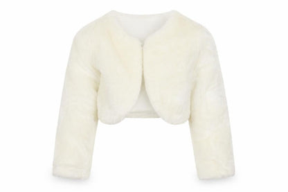 Front view of butterfly wings girls’ white jacket, size 4, years