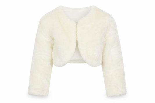 Front view of butterfly wings girls’ white jacket, size 4, years