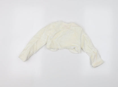 Back view of butterfly wings girls’ white jacket, size 4, years