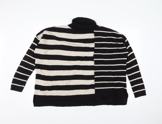 Wallis Womens Black Striped  Pullover Jumper Size S