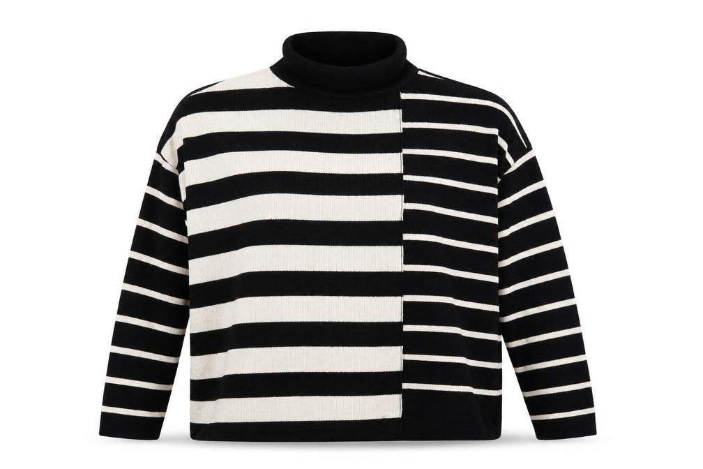 Wallis Womens Black Striped  Pullover Jumper Size S