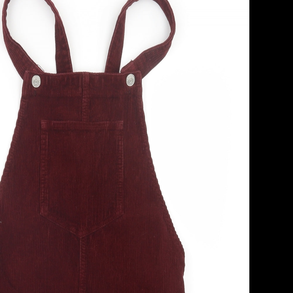 Topshop Womens Red  Velvet Pinafore/Dungaree Dress  Size 6