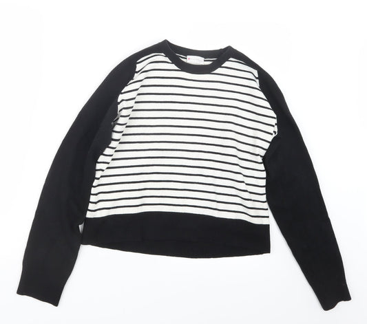 Miss Selfridge Womens Black Striped Knit Pullover Jumper Size 16