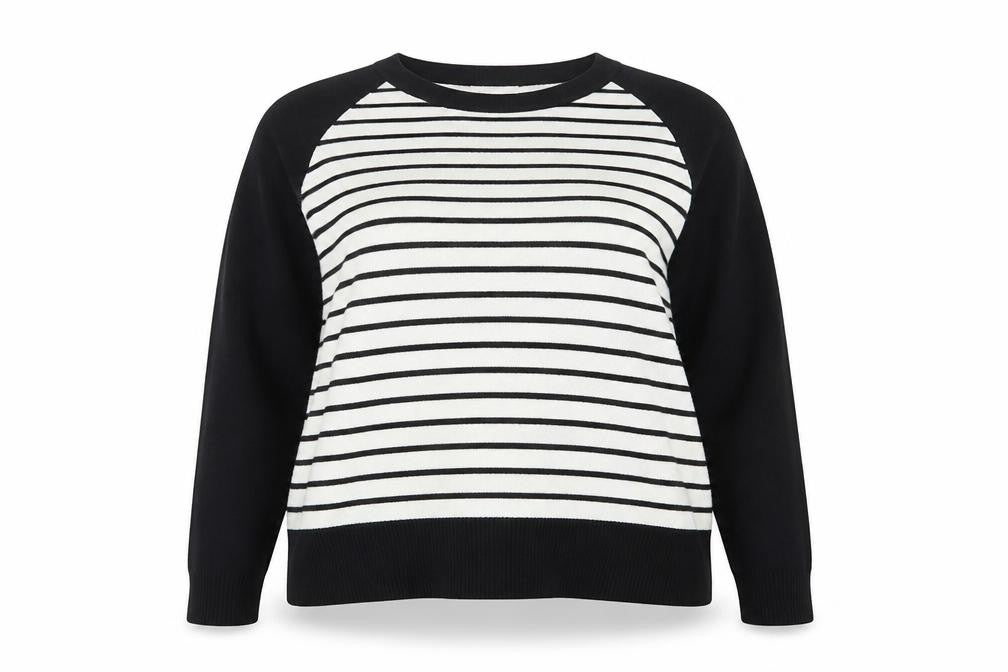 Miss Selfridge Womens Black Striped Knit Pullover Jumper Size 16