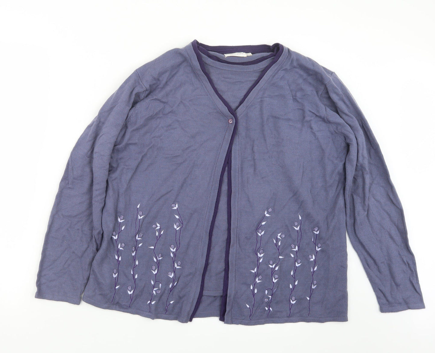 Bonmarché Womens Purple  Knit Cardigan Jumper Size M  - Top and cardigan in one