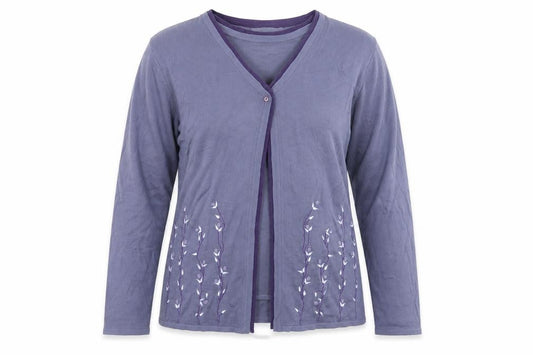 Bonmarché Womens Purple Knit Cardigan Jumper Size M - Top and cardigan in one
