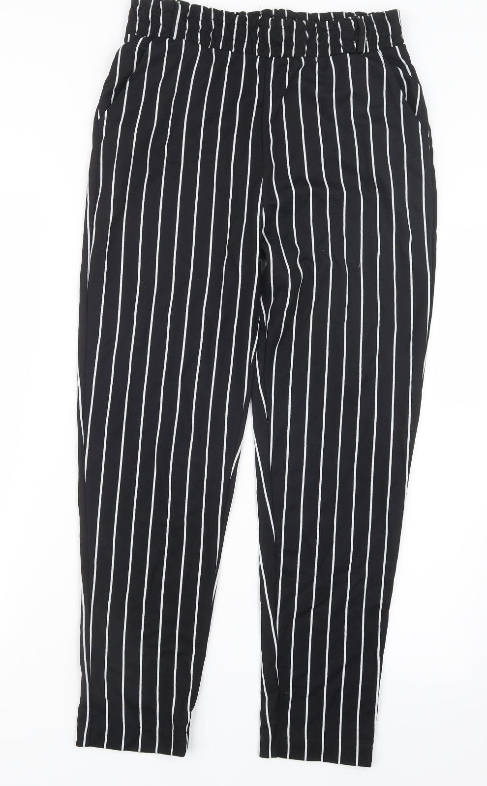 Preworn Womens Black Striped  Trousers  Size L L25 in