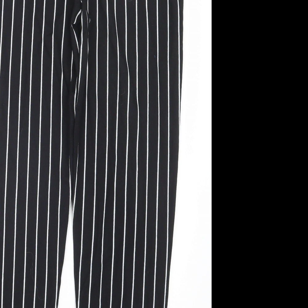 Preworn Womens Black Striped  Trousers  Size L L25 in