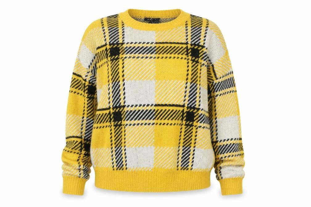 New Look Womens Yellow Geometric Knit Pullover Jumper Size S