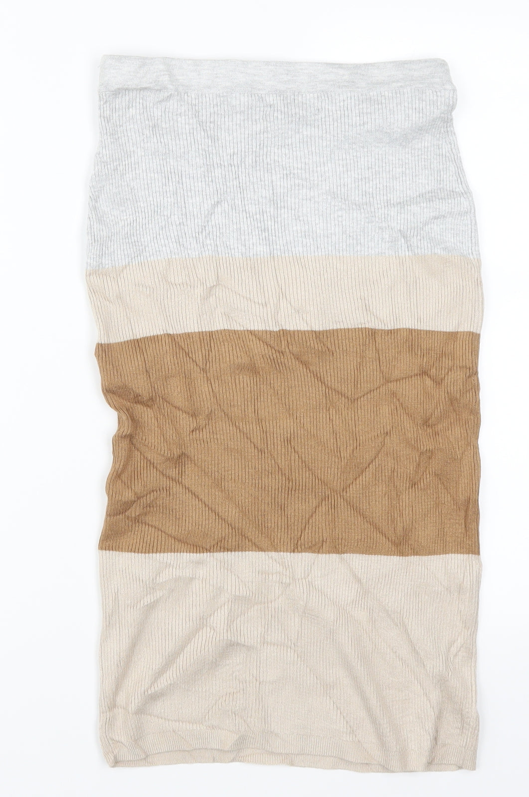 Marks and Spencer Womens Beige Striped  Straight & Pencil Skirt Size S