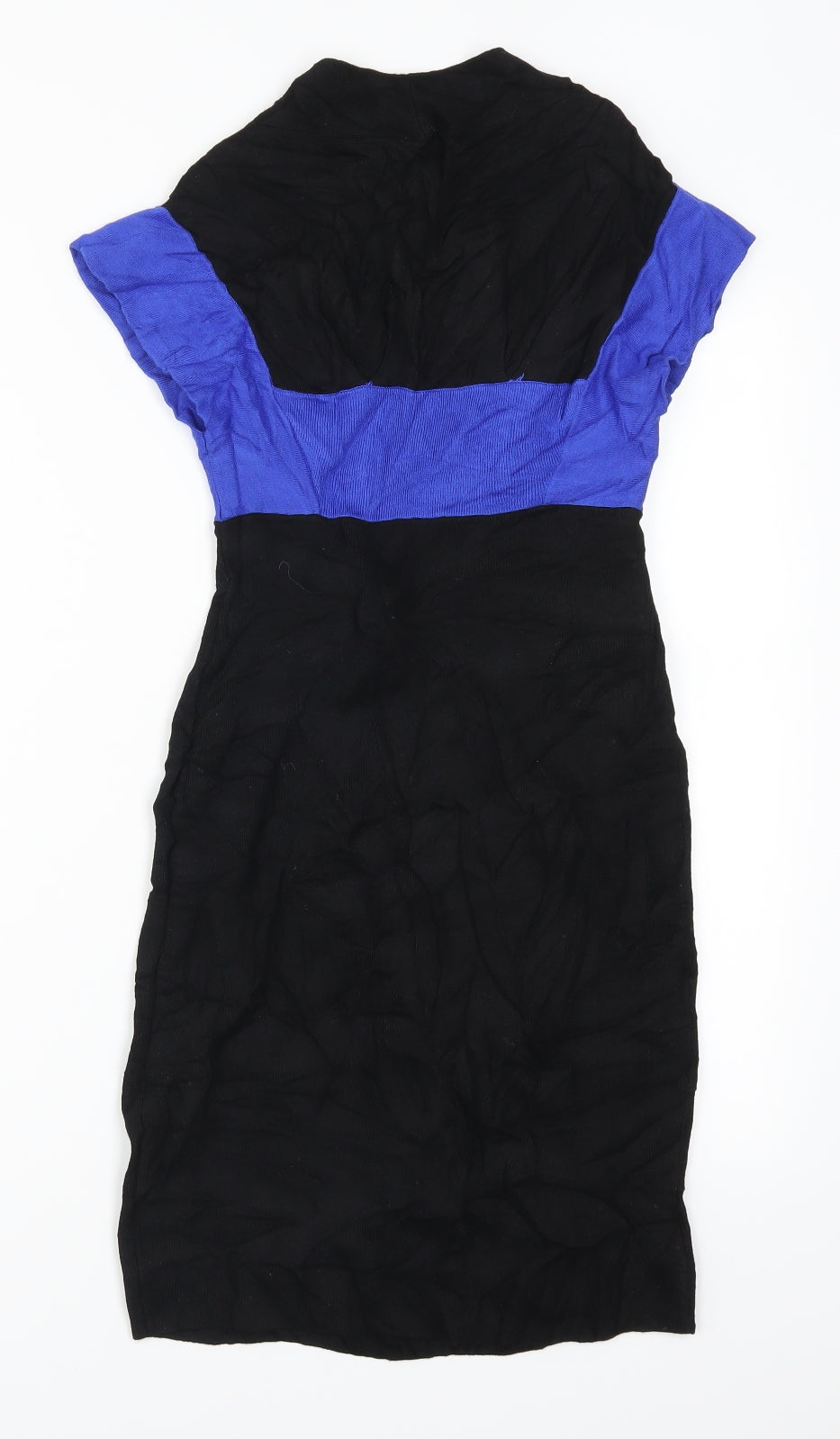 Topshop Womens Black Colourblock  Pencil Dress  Size 6  - Blue
