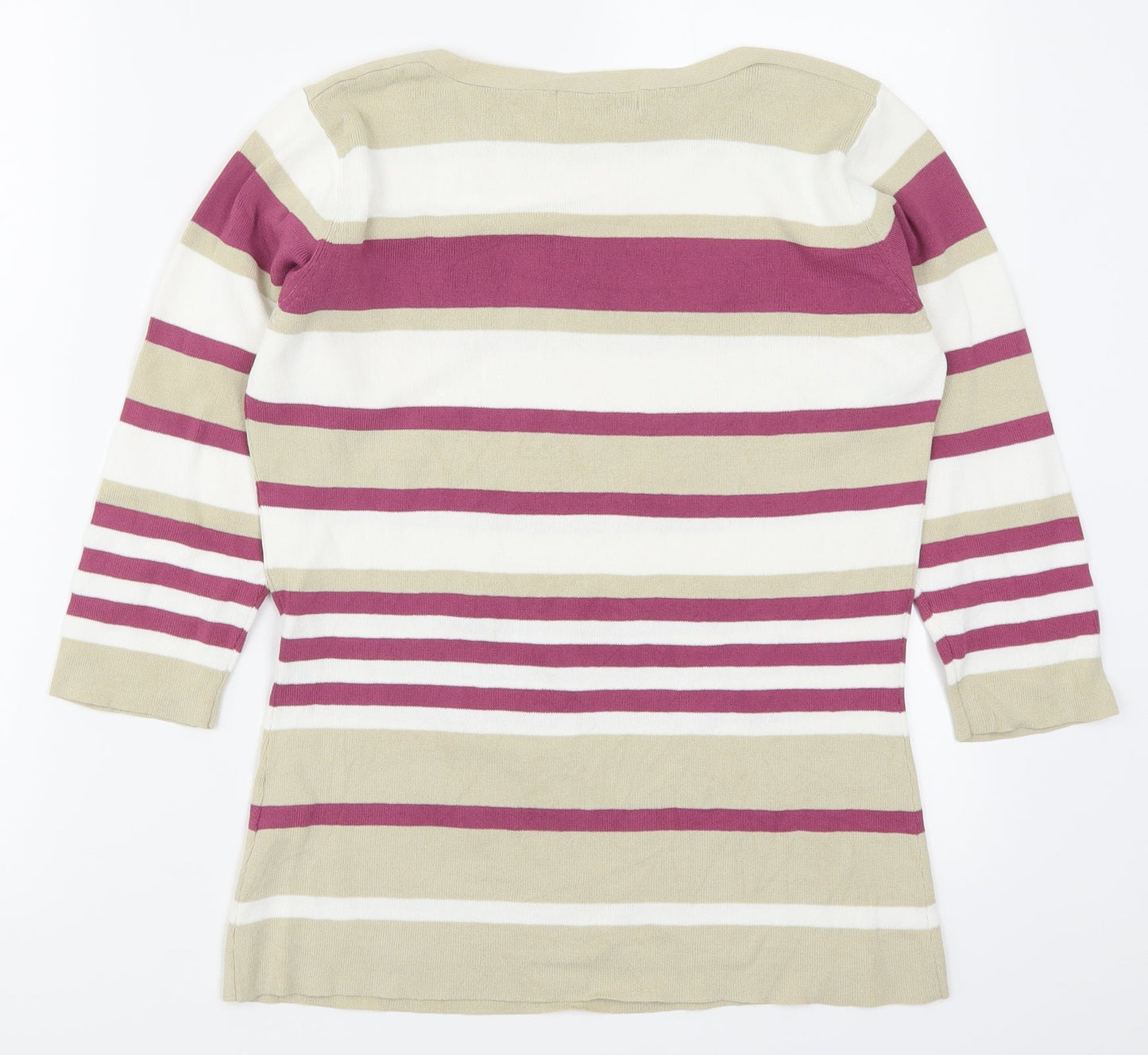 Damart Womens Pink Striped  Pullover Jumper Size 12  - Beige