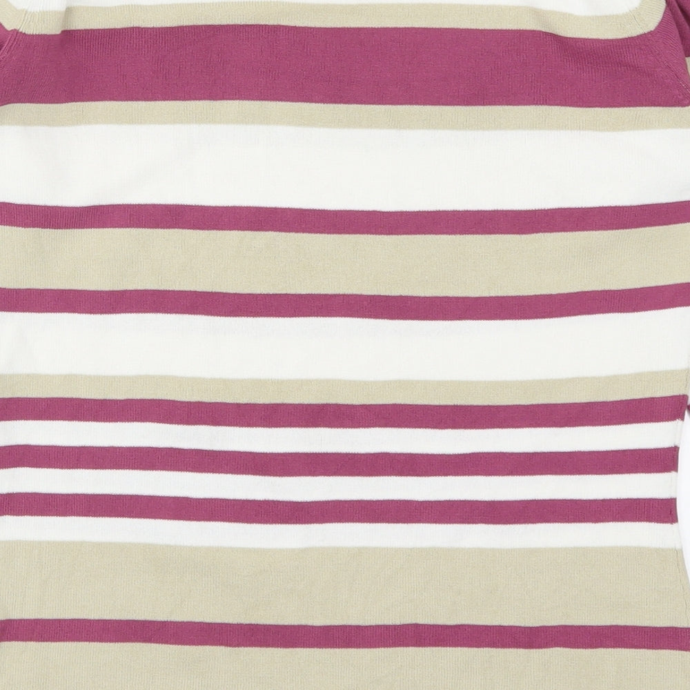 Damart Womens Pink Striped  Pullover Jumper Size 12  - Beige