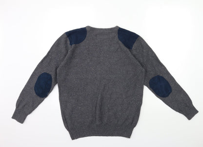 Back view of Easy men’s grey knit jumper, size M
