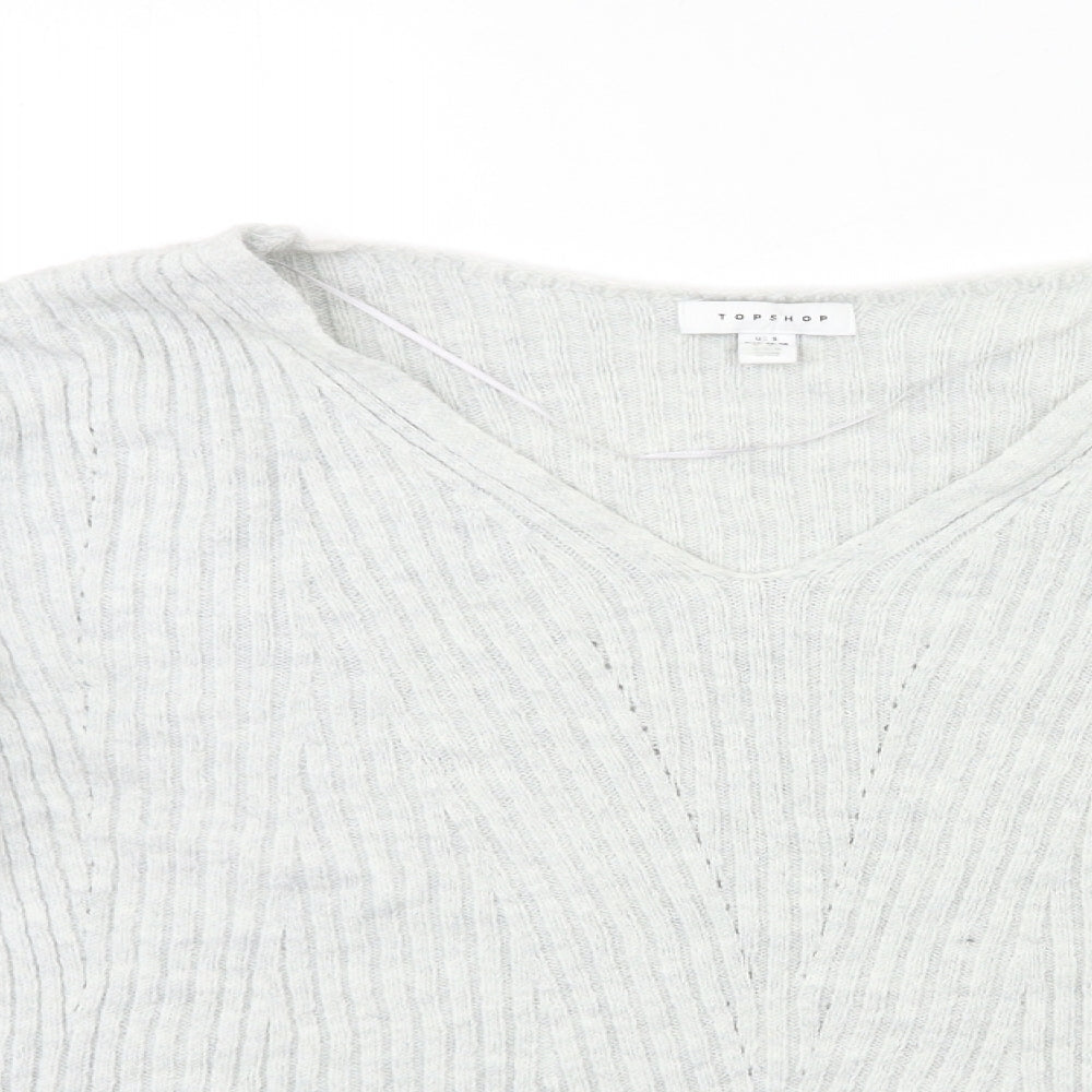 Topshop Womens Grey  Knit Pullover Jumper Size S