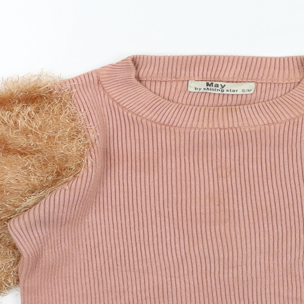 may Womens Pink  Knit Pullover Jumper Size S