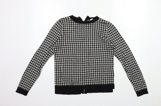 H&M Womens Grey Check Knit Pullover Jumper Size S