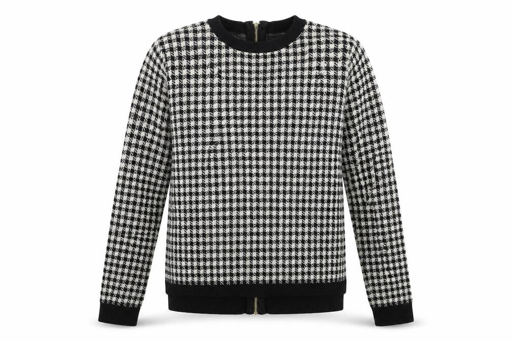 H&M Womens Grey Check Knit Pullover Jumper Size S