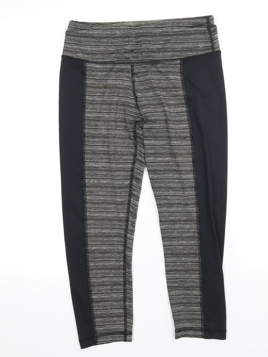 Preworn Womens Grey Striped Jersey Capri Leggings Size 28 in L20 in