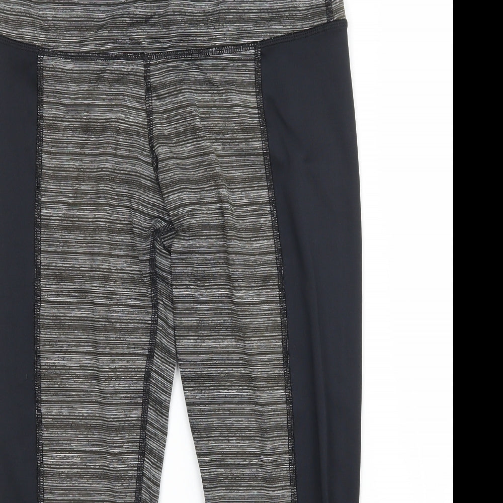 Preworn Womens Grey Striped Jersey Capri Leggings Size 28 in L20 in