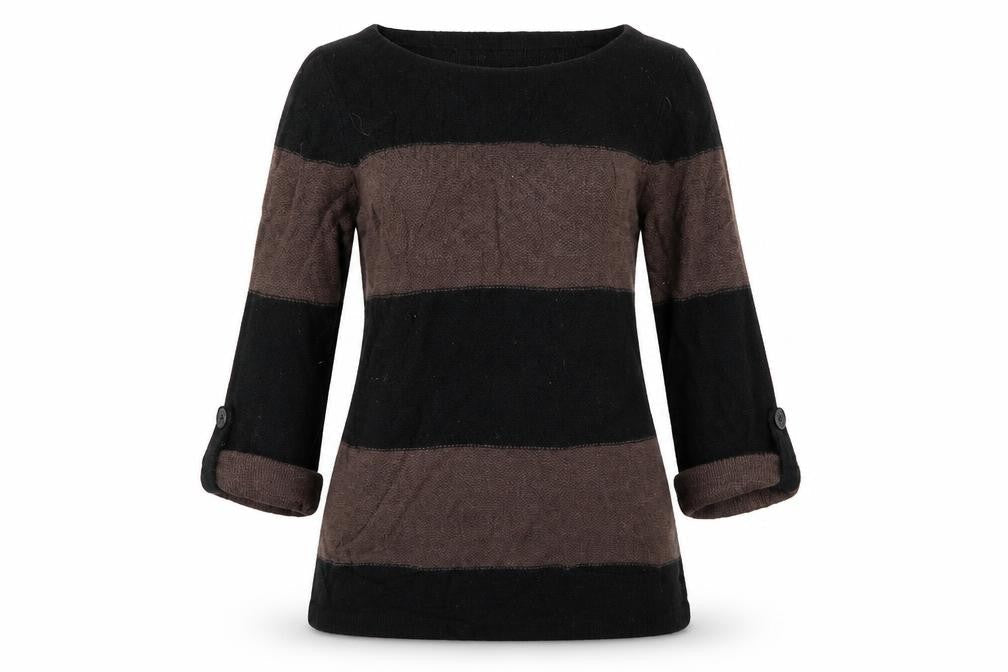 Marks & Spencer Womens Brown Striped Knit Pullover Jumper Size 12