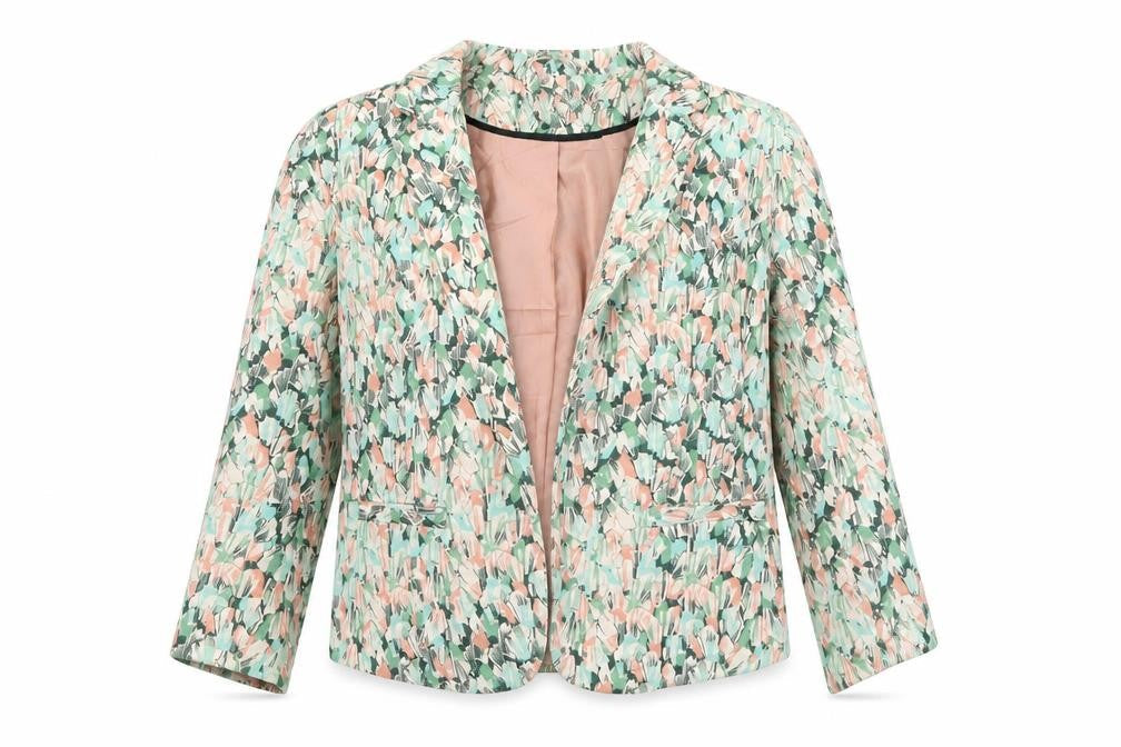 H&M Womens Green Geometric  Jacket Blazer Size 6
