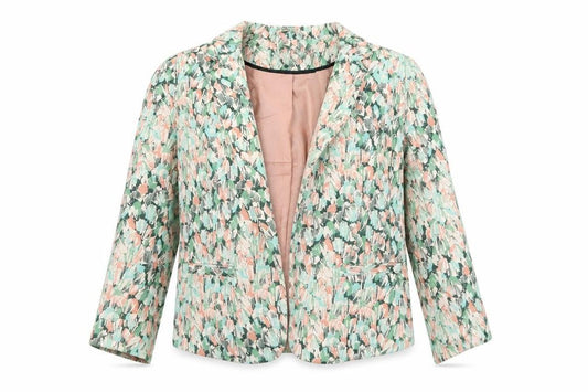 H&M Womens Green Geometric  Jacket Blazer Size 6
