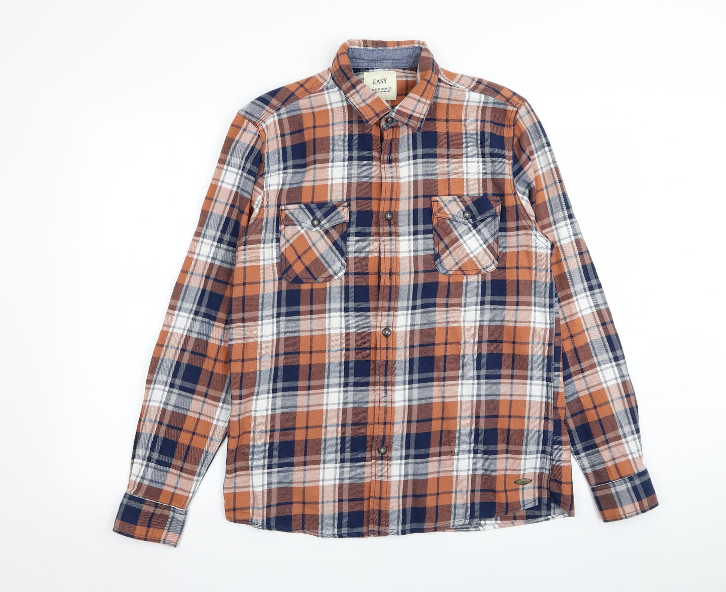 Easy Mens Multicoloured Check   Button-Up Size M