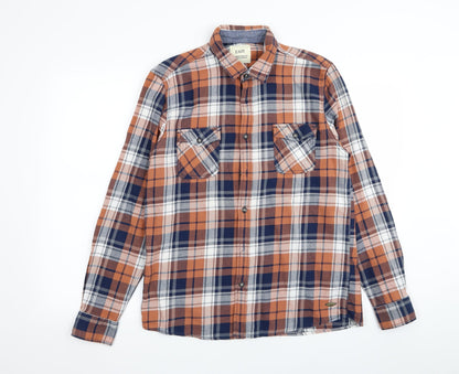 Front view of Easy men’s multicoloured check button-up, size M
