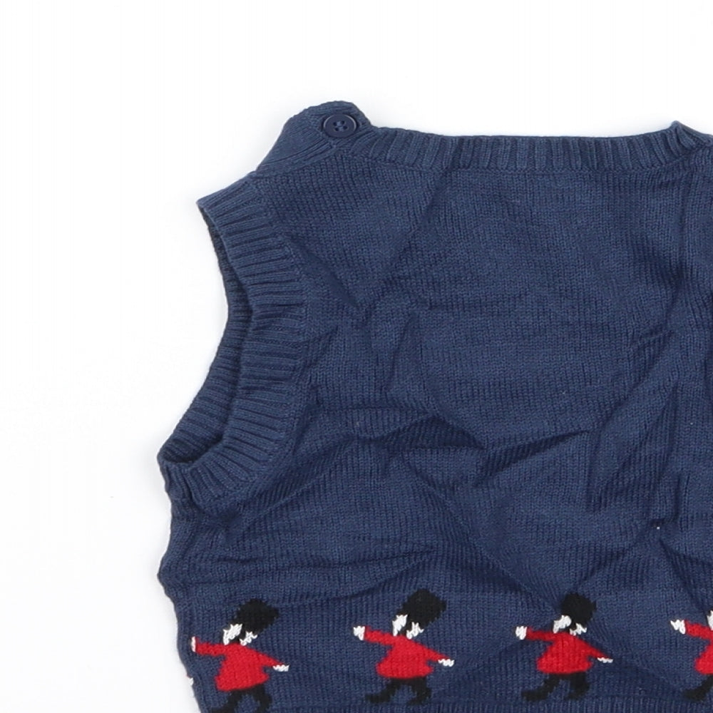 m Boys Blue Geometric  Pullover Jumper Size 0-3 Months