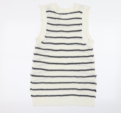 brave sou Womens White Striped  Pullover Jumper Size 12