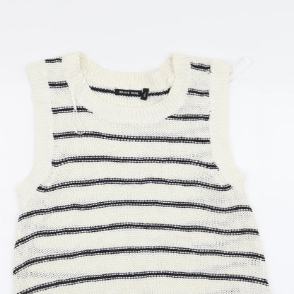 brave sou Womens White Striped  Pullover Jumper Size 12