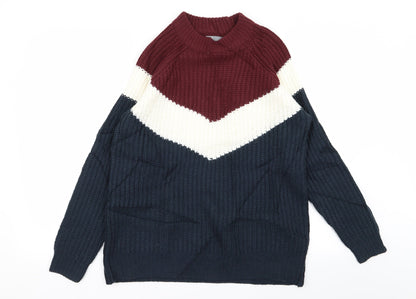 Additional front view of b.young women’s multicoloured geometric jumper, size M