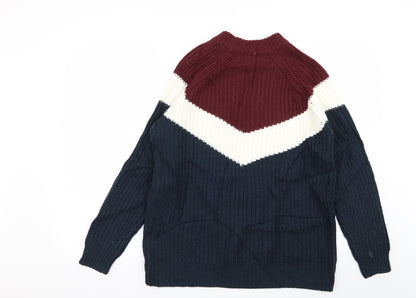 Back view of b.young women’s multicoloured geometric jumper, size M