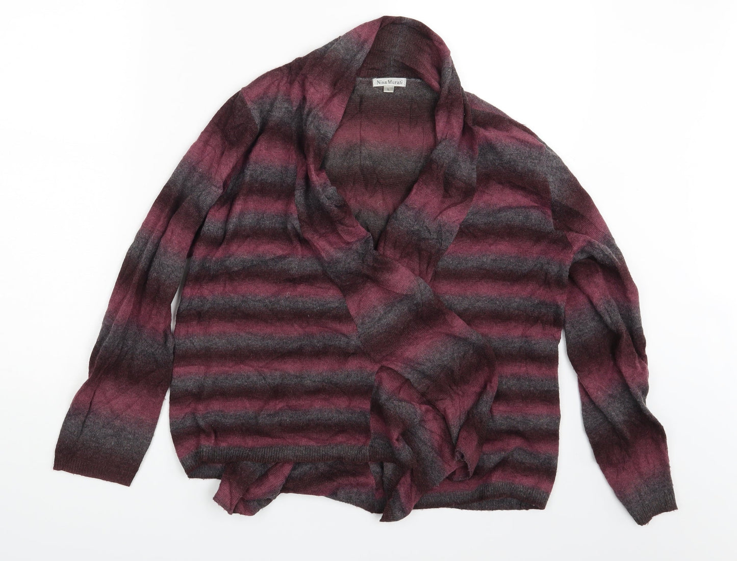 Nina Murati Womens Multicoloured Striped  Cardigan Jumper Size L