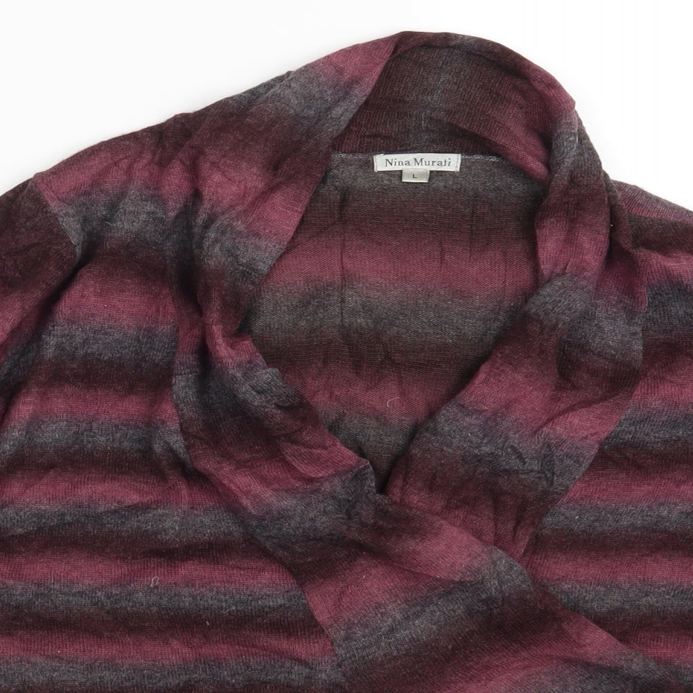 Nina Murati Womens Multicoloured Striped  Cardigan Jumper Size L