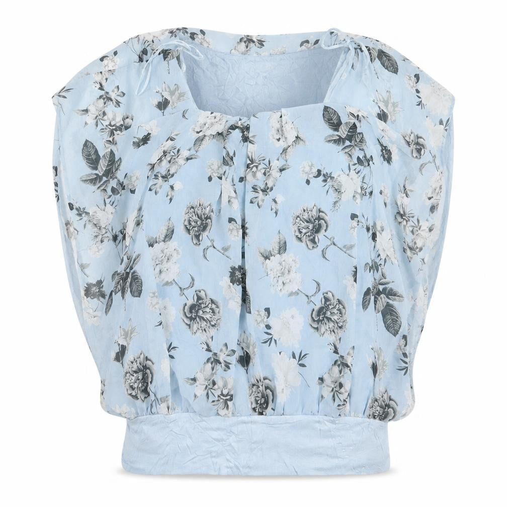 Select Womens Blue Floral  Basic Blouse Size 12