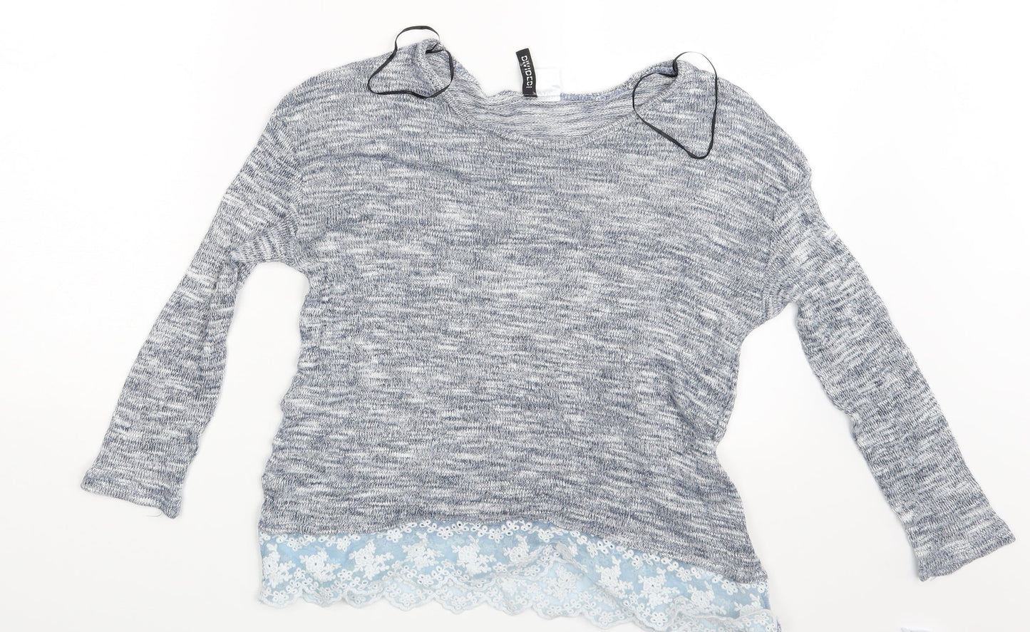 Divided Womens Grey Floral  Pullover Jumper Size XS