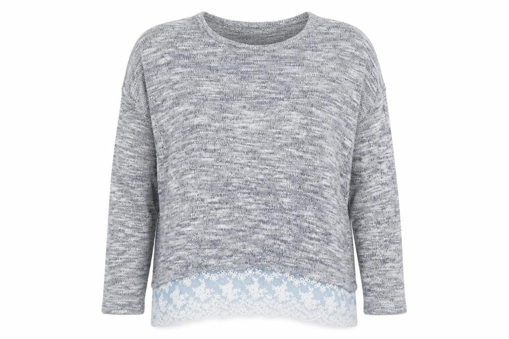 Divided Womens Grey Floral  Pullover Jumper Size XS