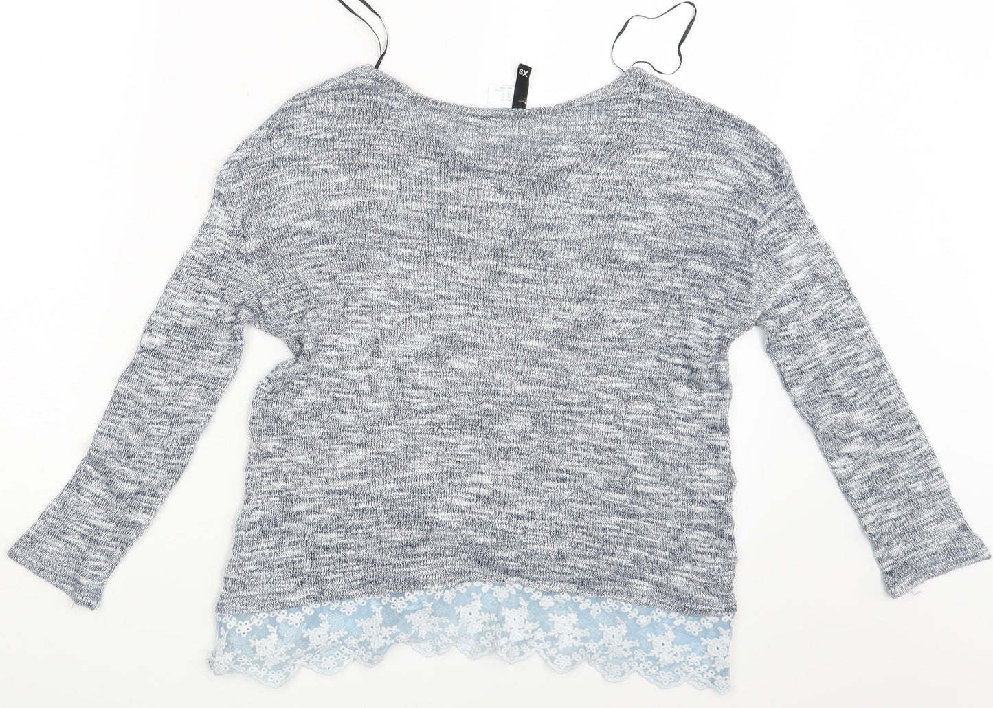 Divided Womens Grey Floral  Pullover Jumper Size XS