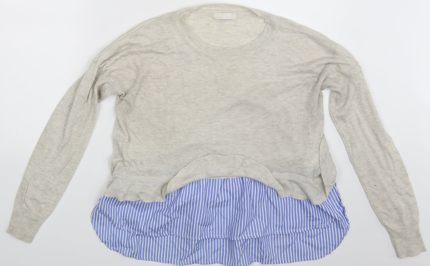 Nicole Womens Ivory Striped  Basic T-Shirt One Size