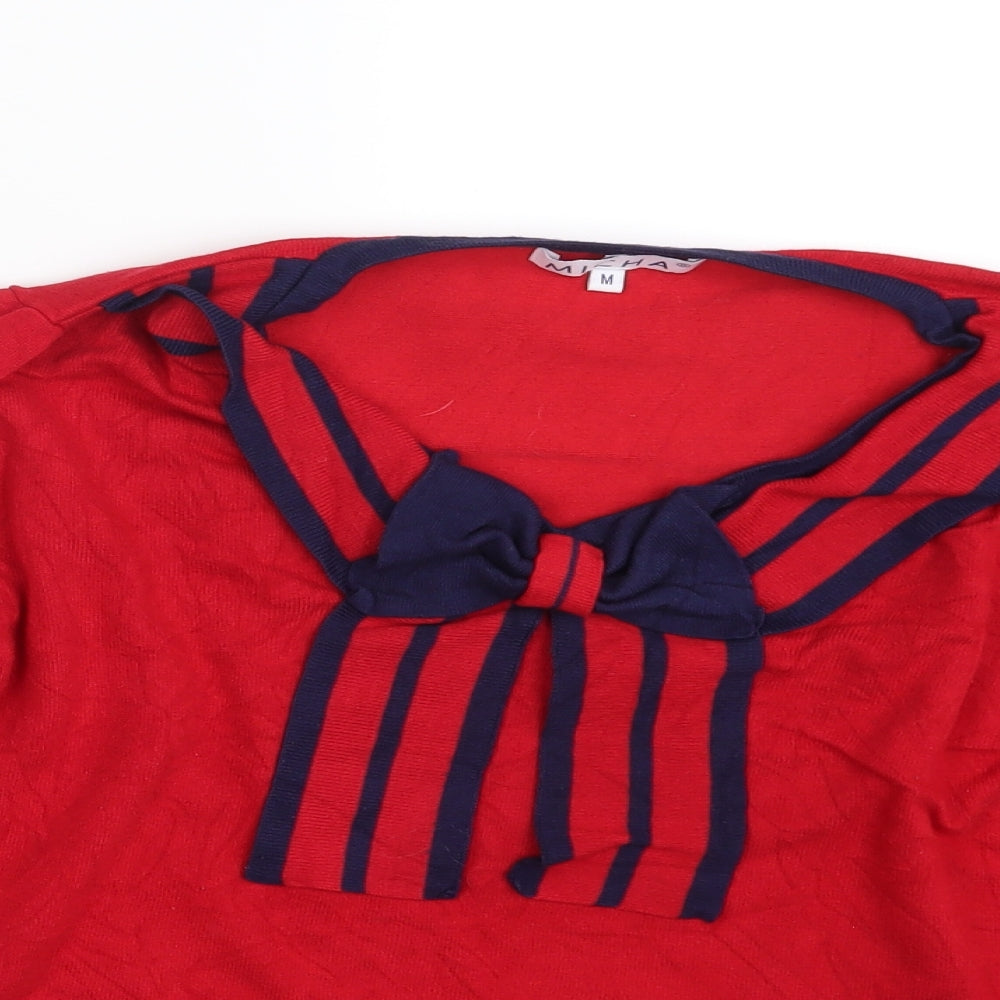 Micha Womens Red Striped  Pullover Sweatshirt Size M