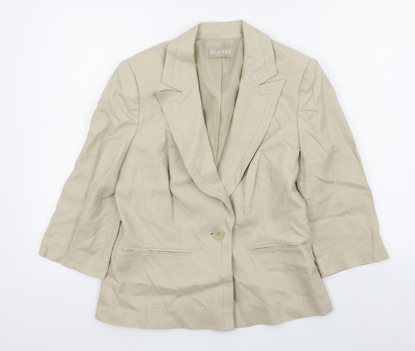 planet Womens Beige Colourblock  Jacket Blazer Size 8