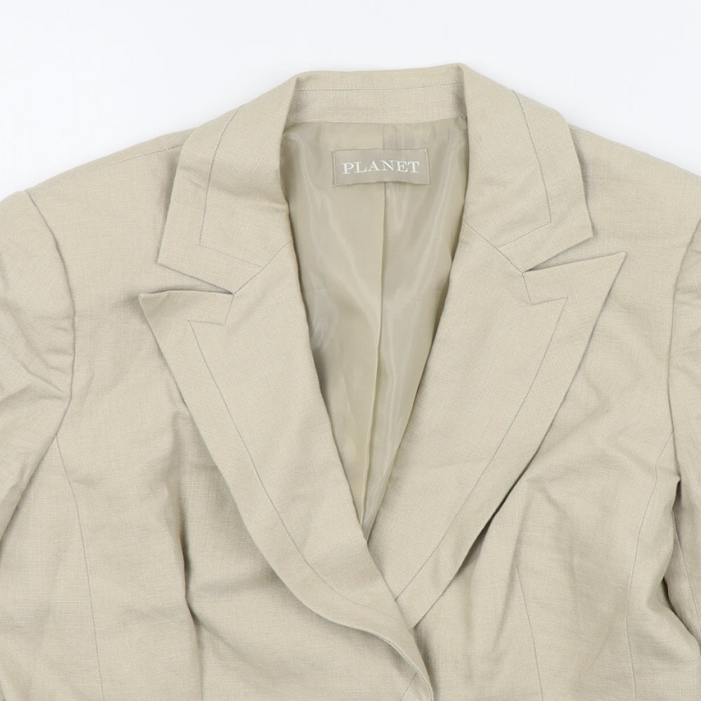 planet Womens Beige Colourblock  Jacket Blazer Size 8