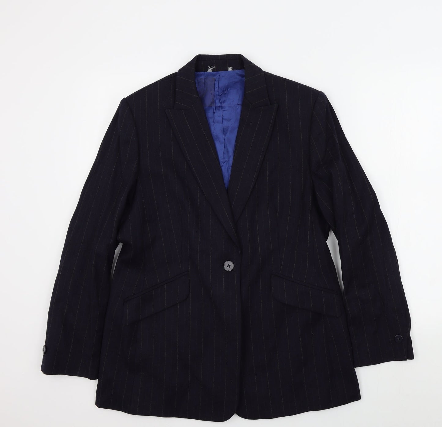 Preworn Womens Blue Striped  Jacket Blazer Size L