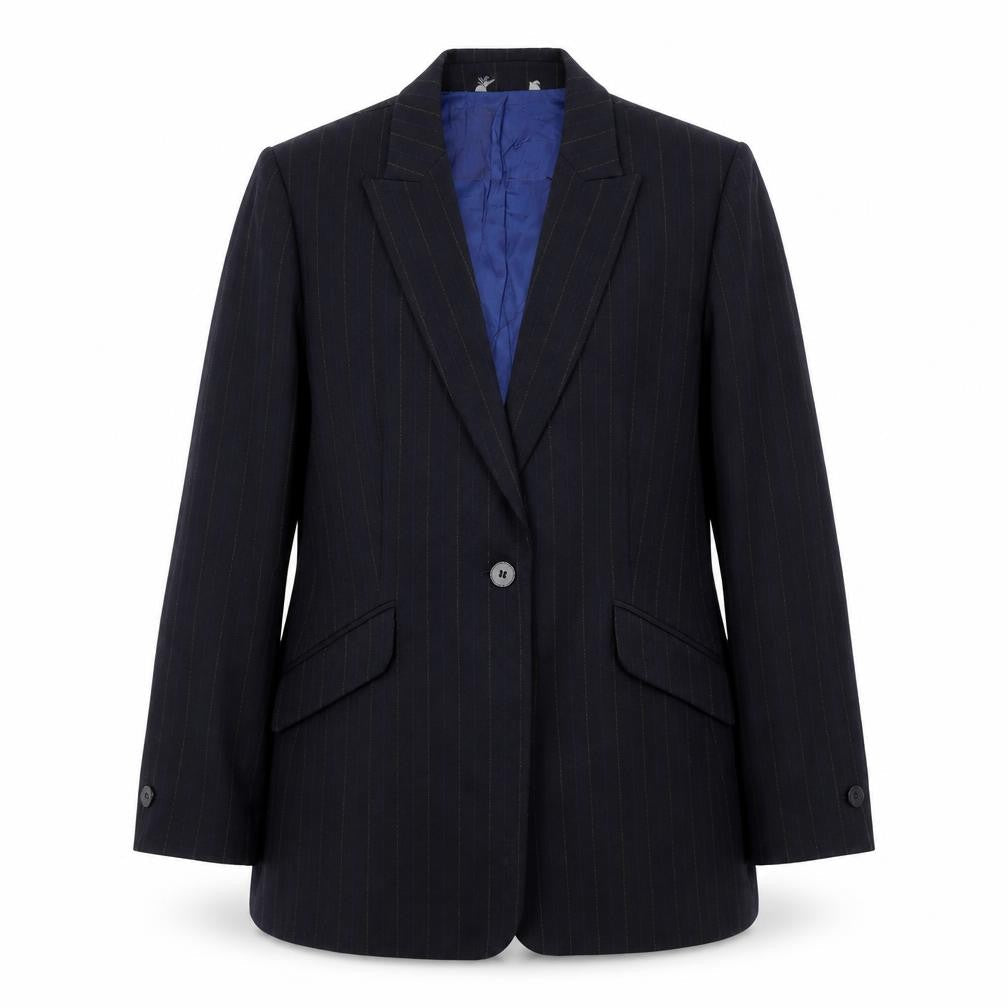 Preworn Womens Blue Striped  Jacket Blazer Size L