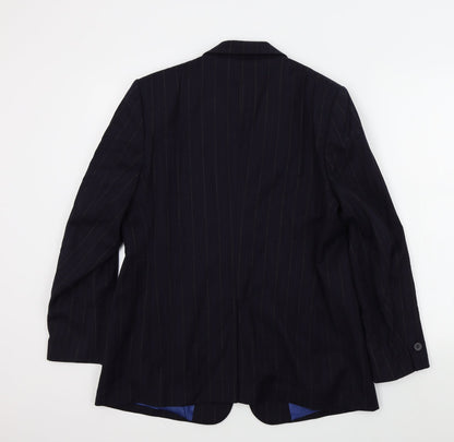 Preworn Womens Blue Striped  Jacket Blazer Size L